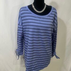 Talbots Lavender Striped Long Sleeve Top